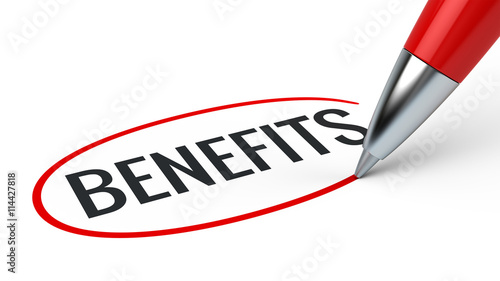 Fényképezés Benefits business concept - benefits word and red pen