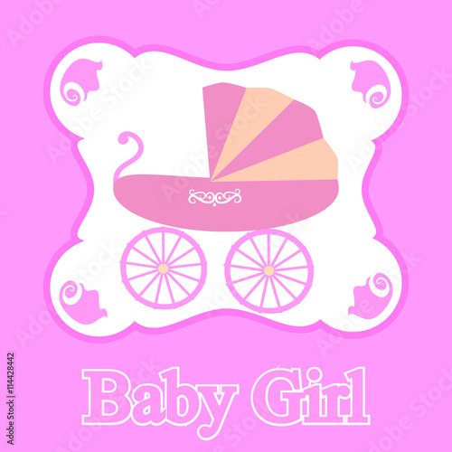 Baby girl announcement card. Vector illustration - stock vector