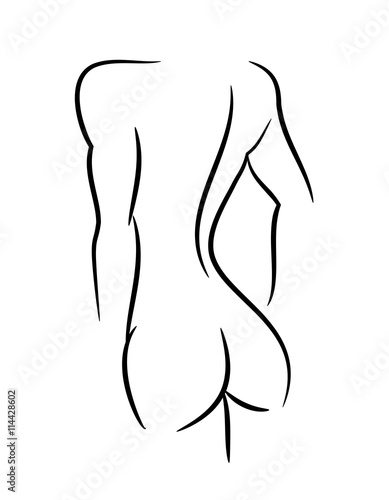 Woman back and butt naked illustration vector