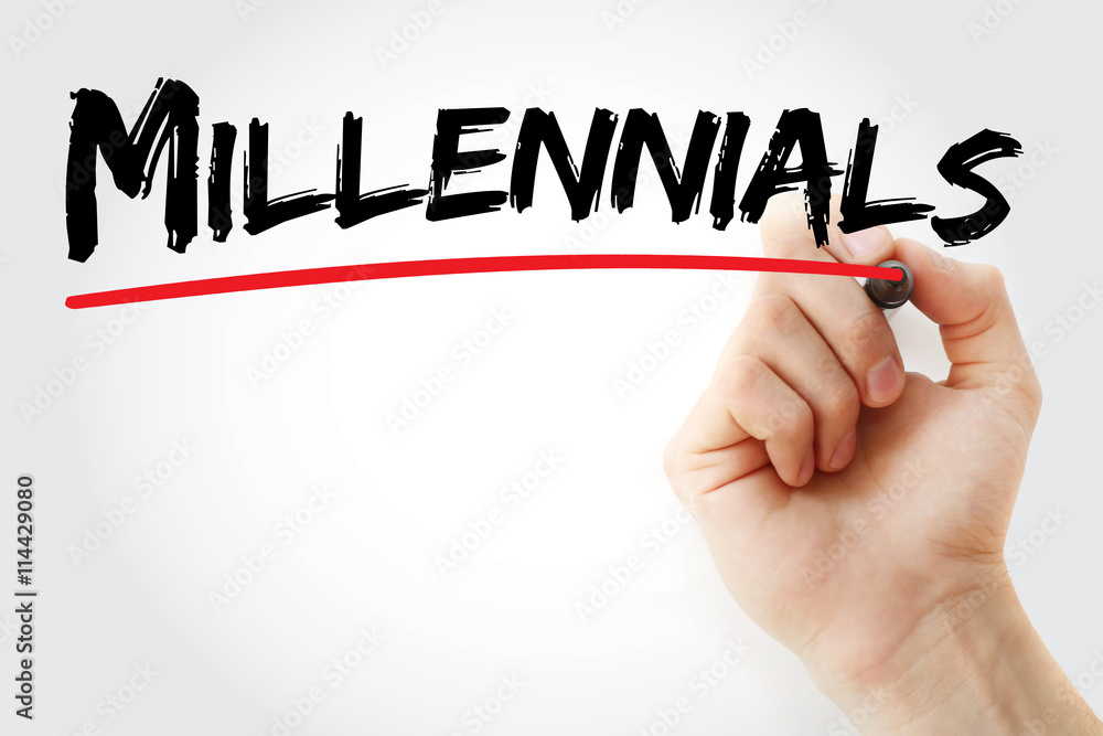 Hand writing Millennials with marker, concept background Stock Photo ...