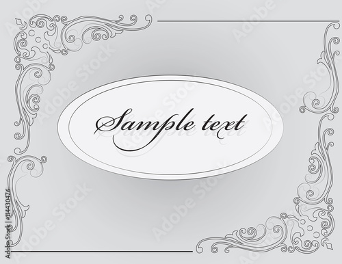 Vintage Classic Invitation card with damask silver luxury ornament. Vector