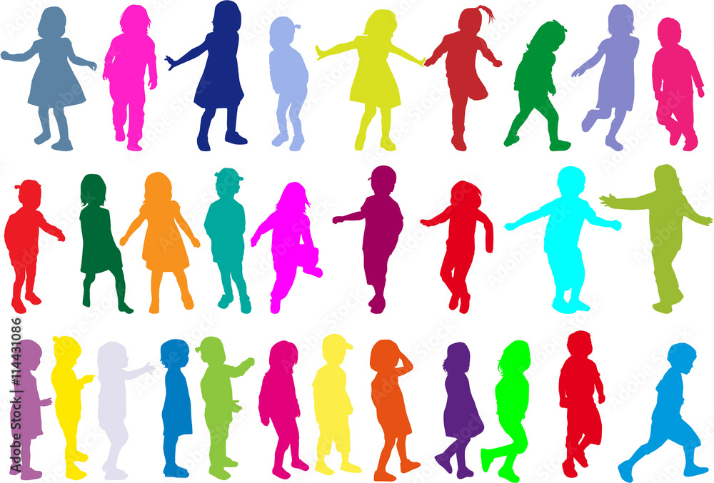 Children silhouettes. Children silhouettes.