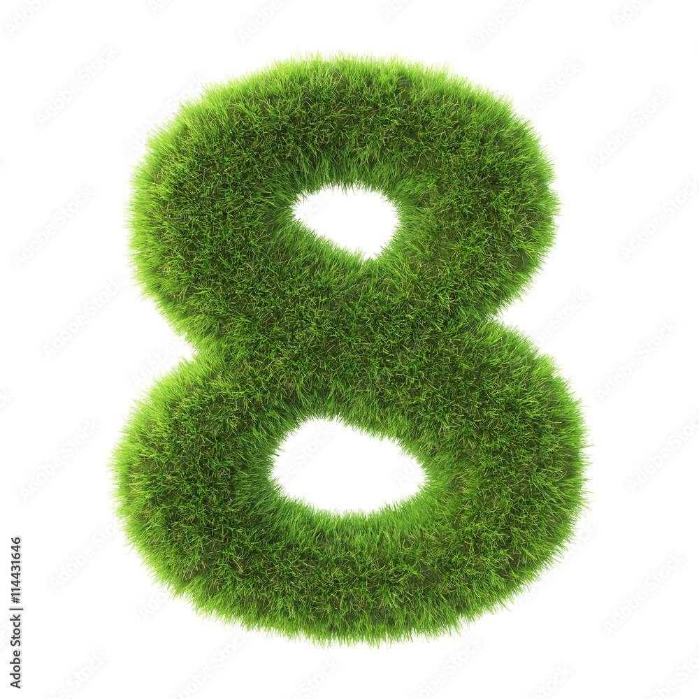 number made from green grass. isolated on white. 3D illustration. number made from green grass. isolated on white. 3D illustration.