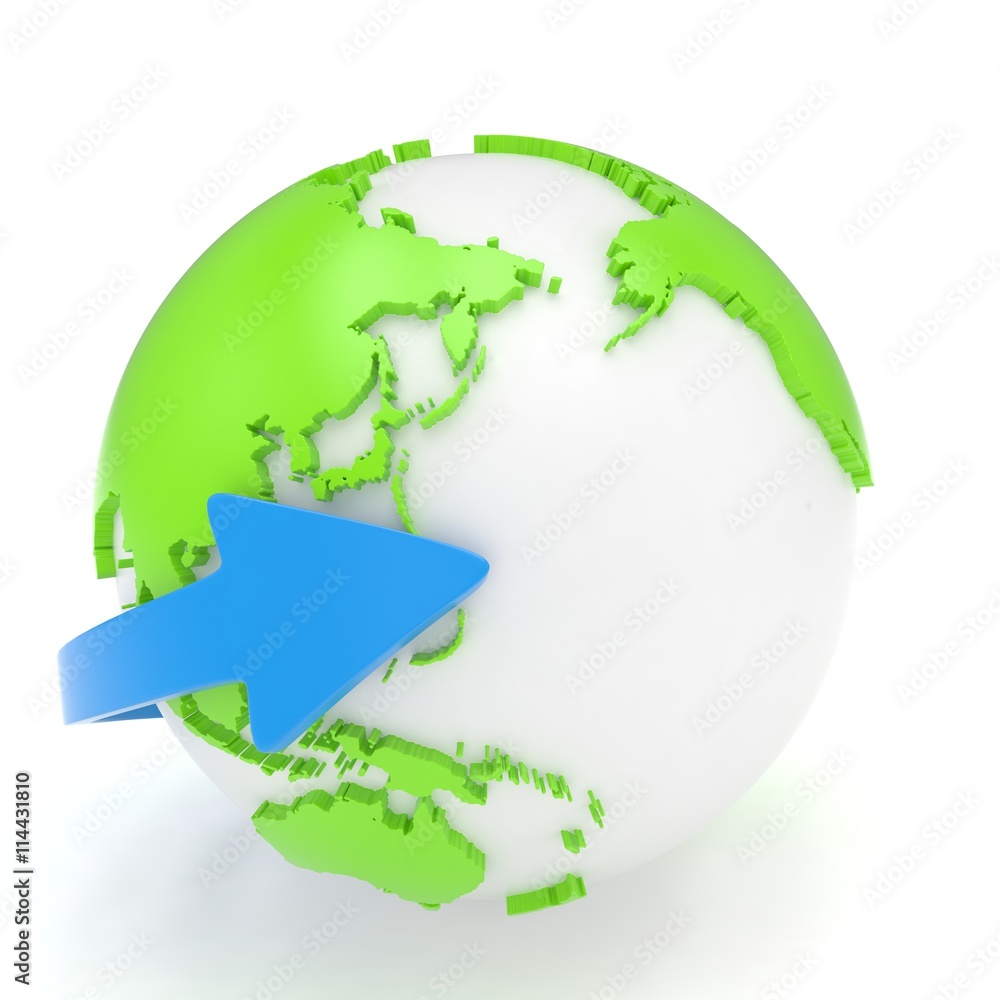 Arrow and Earth globe. 3d render Arrow and Earth globe. 3d render