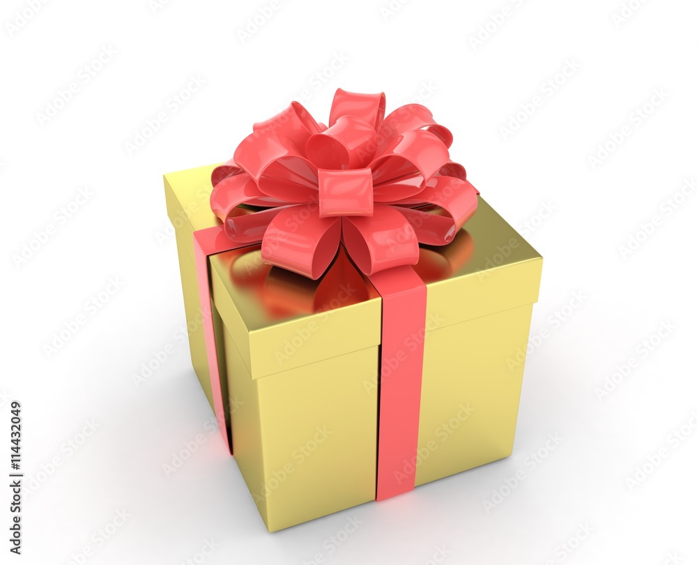 gift box with bows isolated on white. 3d rendering. gift box with bows isolated on white. 3d rendering.