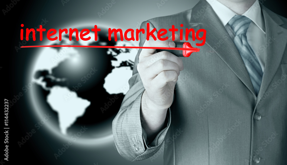 business man writing internet marketing business man writing internet marketing