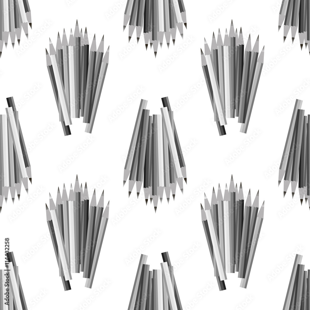 Grey Pencils Isolated on White Background. Grey Pencils Seamless Pattern Grey Pencils Isolated on White Background. Grey Pencils Seamless Pattern