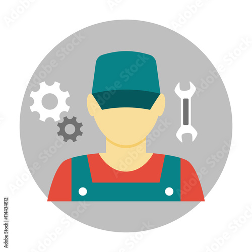 Mechanic avatar icon flat