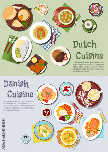 Festive dishes of dutch and danish cuisines icon
