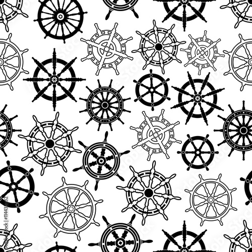 Nautical navigation ships helms seamless pattern