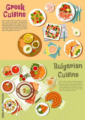 National dishes of Greece and Bulgaria flat icon