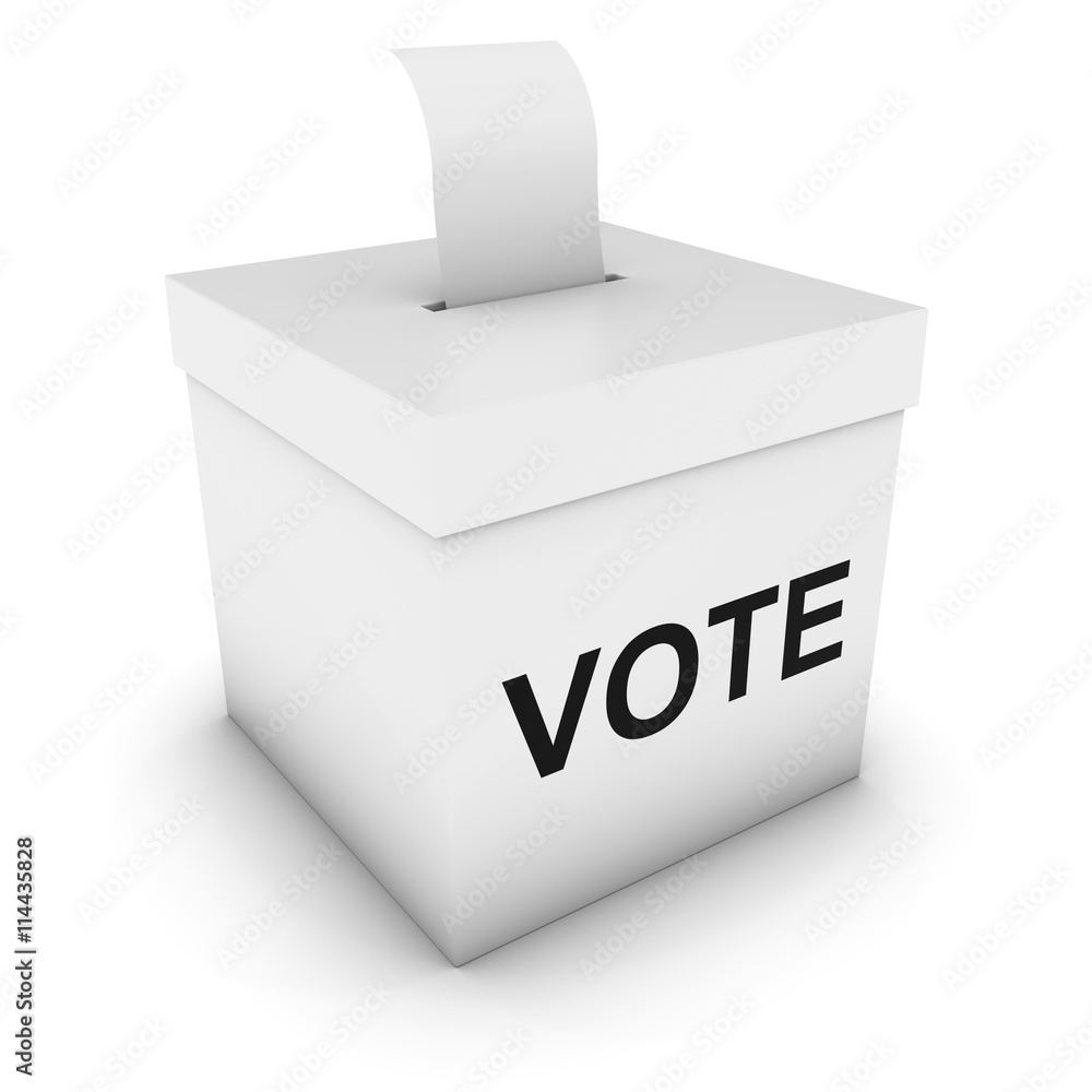 Ballot Box with Vote text and Blank Polling Card 3D Illustration Ballot Box with Vote text and Blank Polling Card 3D Illustration