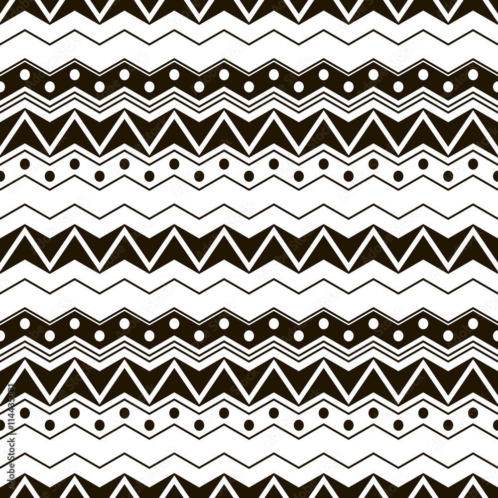 Abstract seamless black and white pattern with ethnic motifs Abstract seamless black and white pattern with ethnic motifs