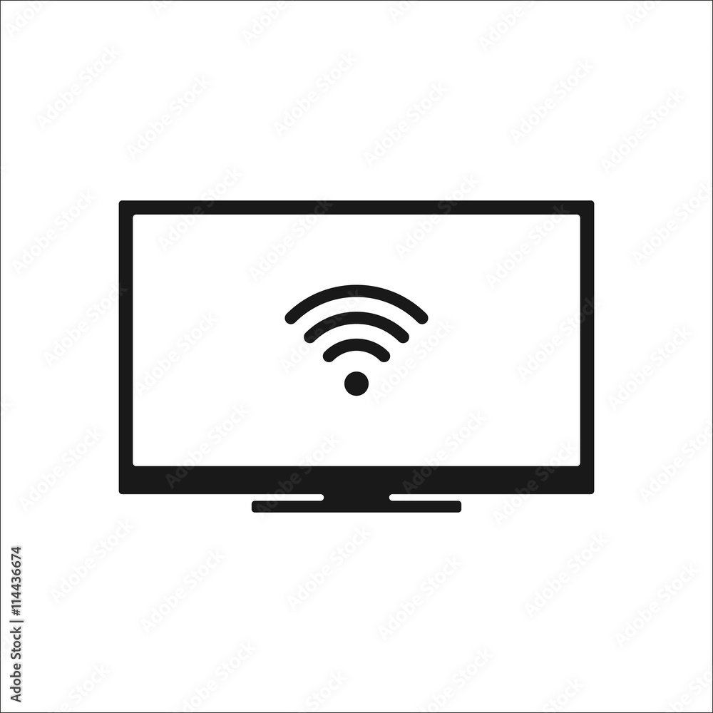 Lcd tv wi-fi simple icon on background Lcd tv wi-fi simple icon on background