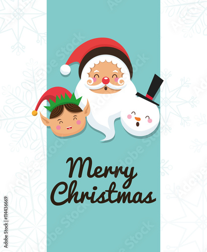 Santa, elf and snowman icon. Merry Christmas. Vector graphic
