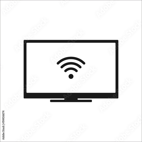 Lcd tv wi-fi simple icon on background