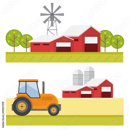 Farming background with barn