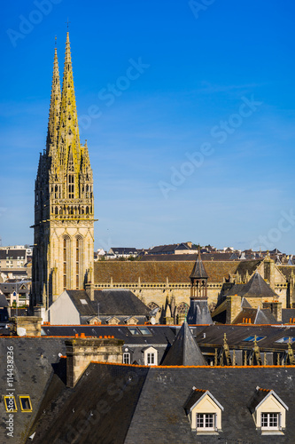 La Cathédrale de la ville de Quimper vue du Mont Frugy - The Cathedral of the city of Quimper view of Mount Frugy