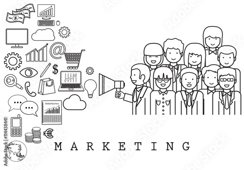 Marketing Team-On White Background-Vector Illustration,Graphic Design.For Web,Websites,Magazine Page,Print