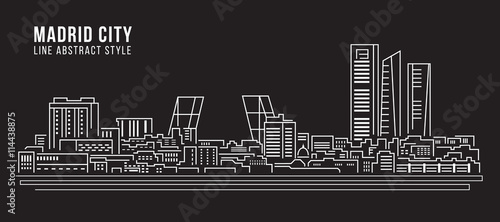 Cityscape Building Line art Vector Illustration design - Madrid city