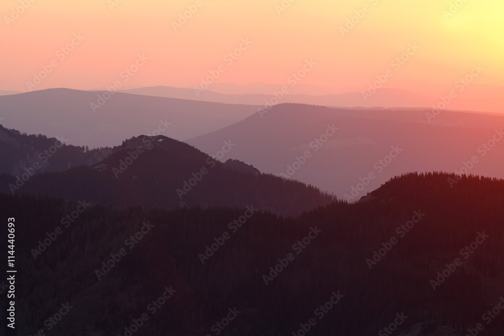Sunset at mountains