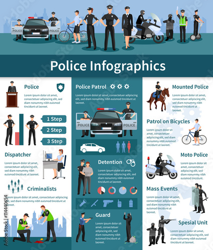 Police People Flat Infographics