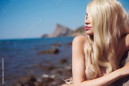 beautiful nude woman on beach