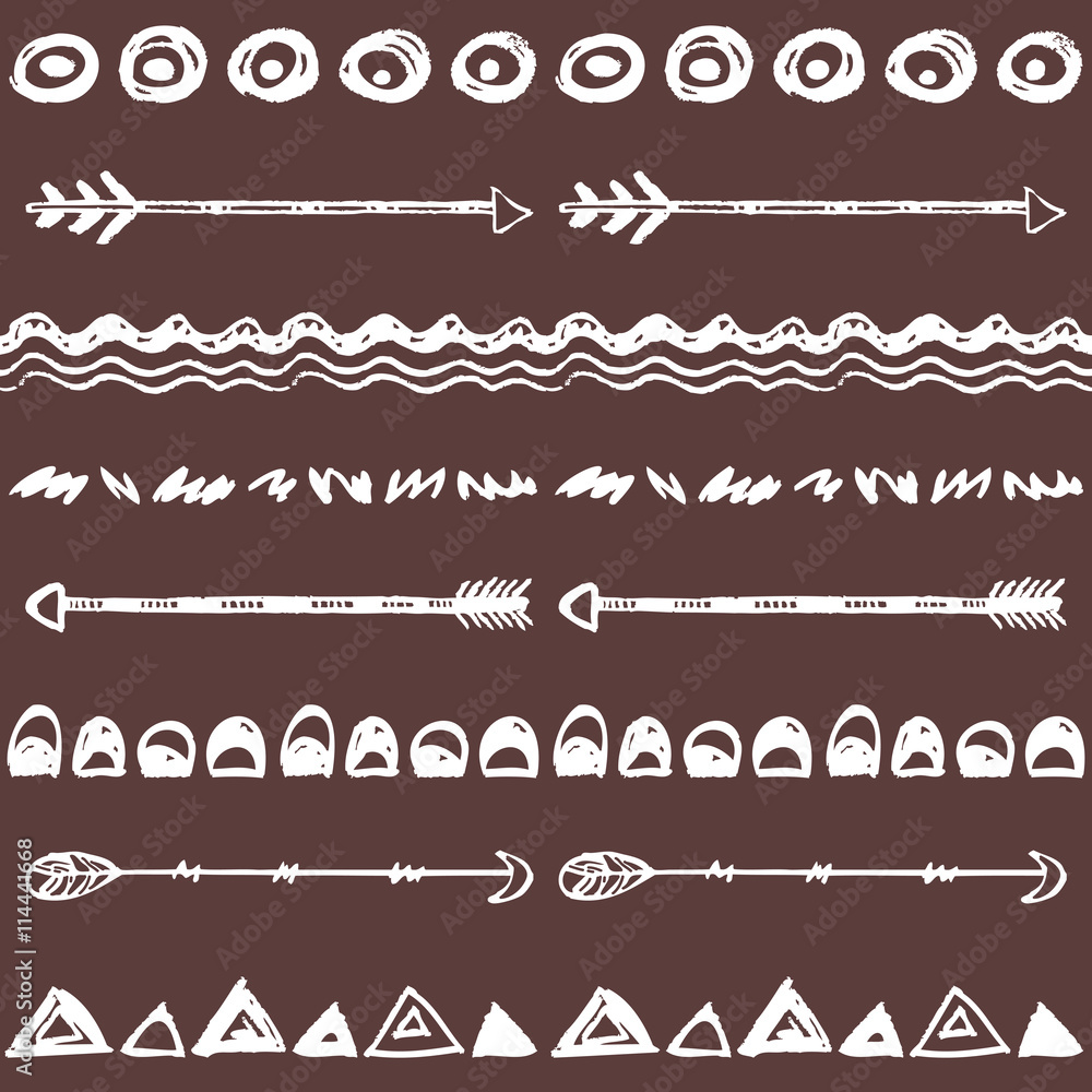 Tribal hand drawn background, ethic doodle pattern.