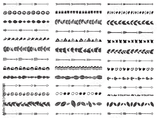 Big set of 39 abstract seamless brushes Aztec boho style.