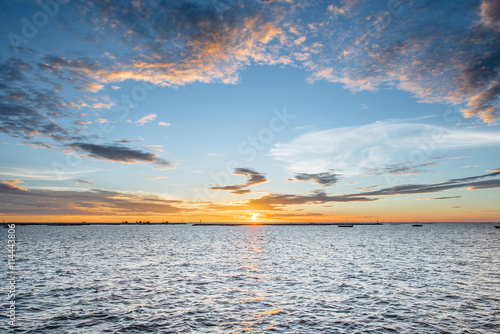 Sunset with beautiful clouds in the sea