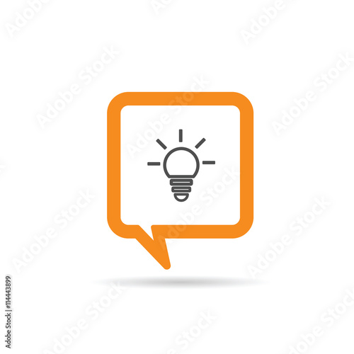 square orange speech bubble with bilb icon