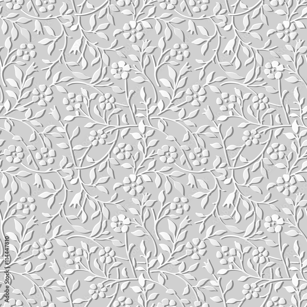custom made wallpaper toronto digitalVector damask seamless 3D paper art pattern background 378 garden spiral curve vine flower leaf