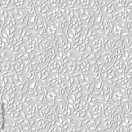 Wallpaper Mural Vector damask seamless 3D paper art pattern background 378 garden spiral curve vine flower leaf
 Torontodigital.ca