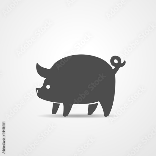 Gray pig - vector illustration.