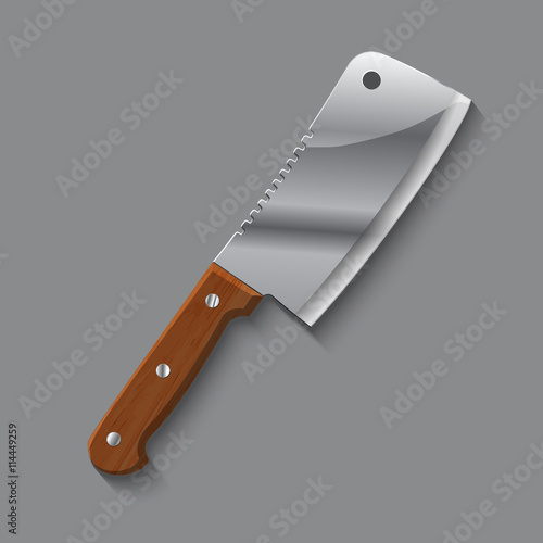 cleaver on a grey background. meat knife