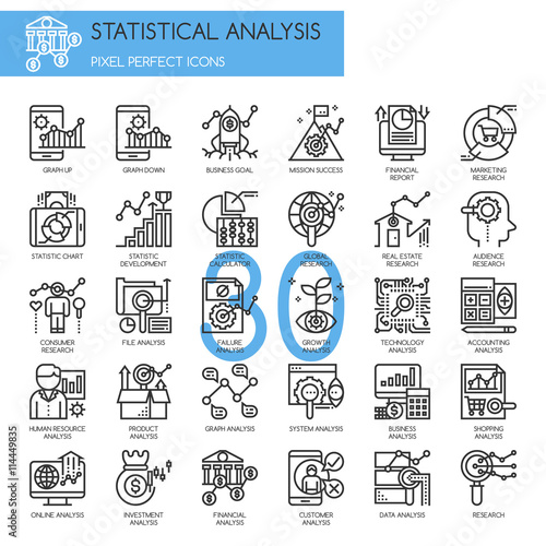 Statistical and Analysis Icon, Thin Line Icons Set , Pixel Perfe