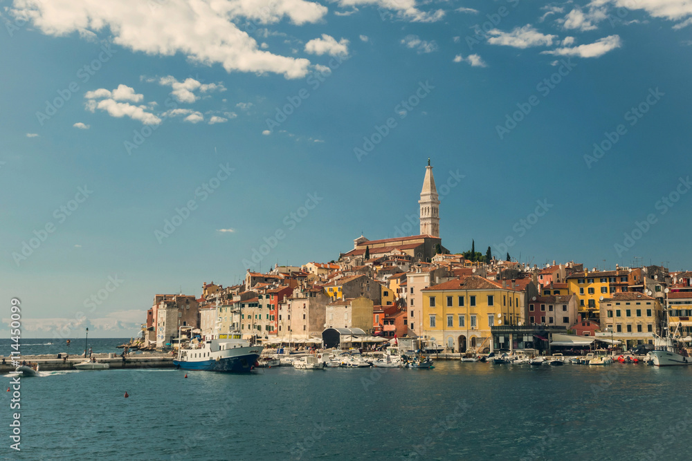 Old town Rovinj in Croatia, view from the water