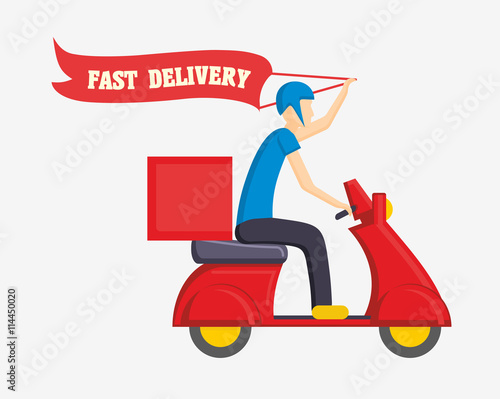 Girl on green scooter bike. Flat vector illustration isolated on white background