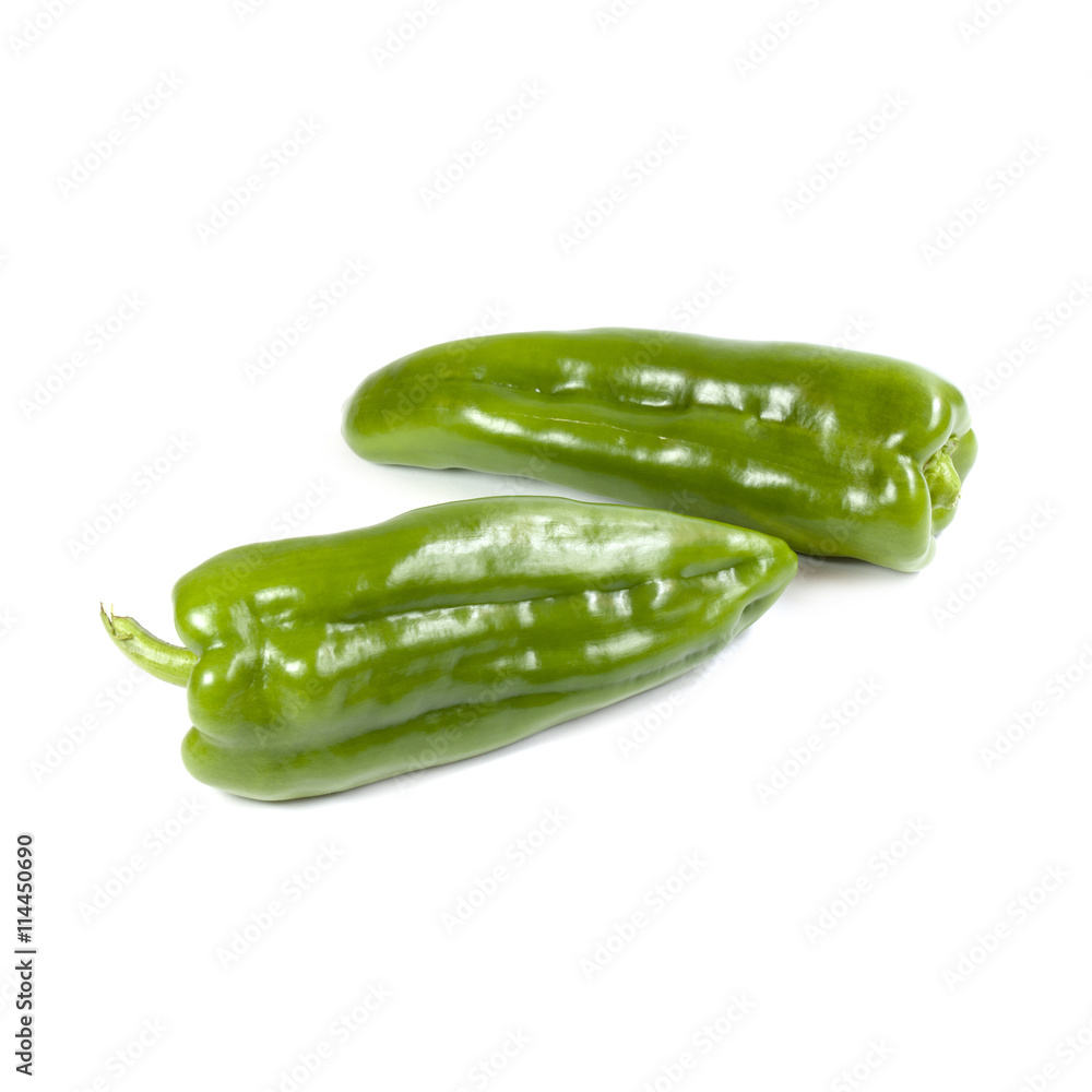 Green peppers isolated on white background Green peppers isolated on white background