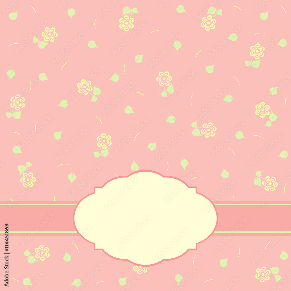 Pink vector card template.