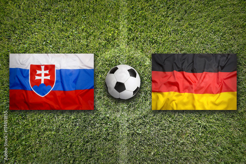 Slovakia vs. Germany flags on soccer field