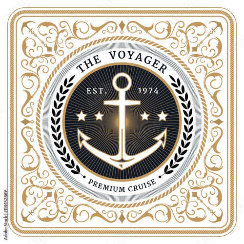 Nautical the voyager retro white card