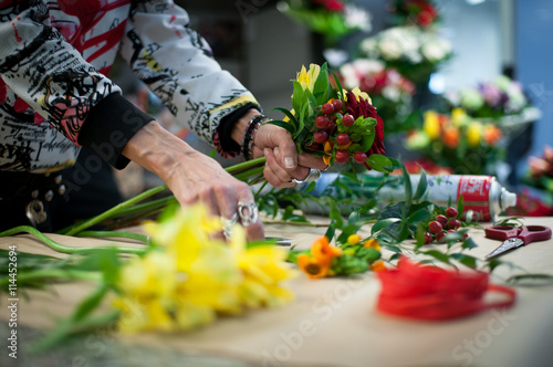 Flowers prepared by a woman