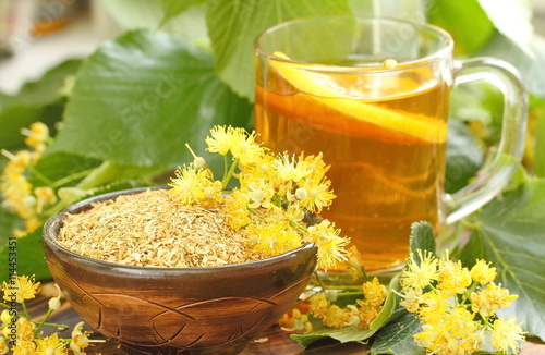 Dry herbal tea with linden flowers