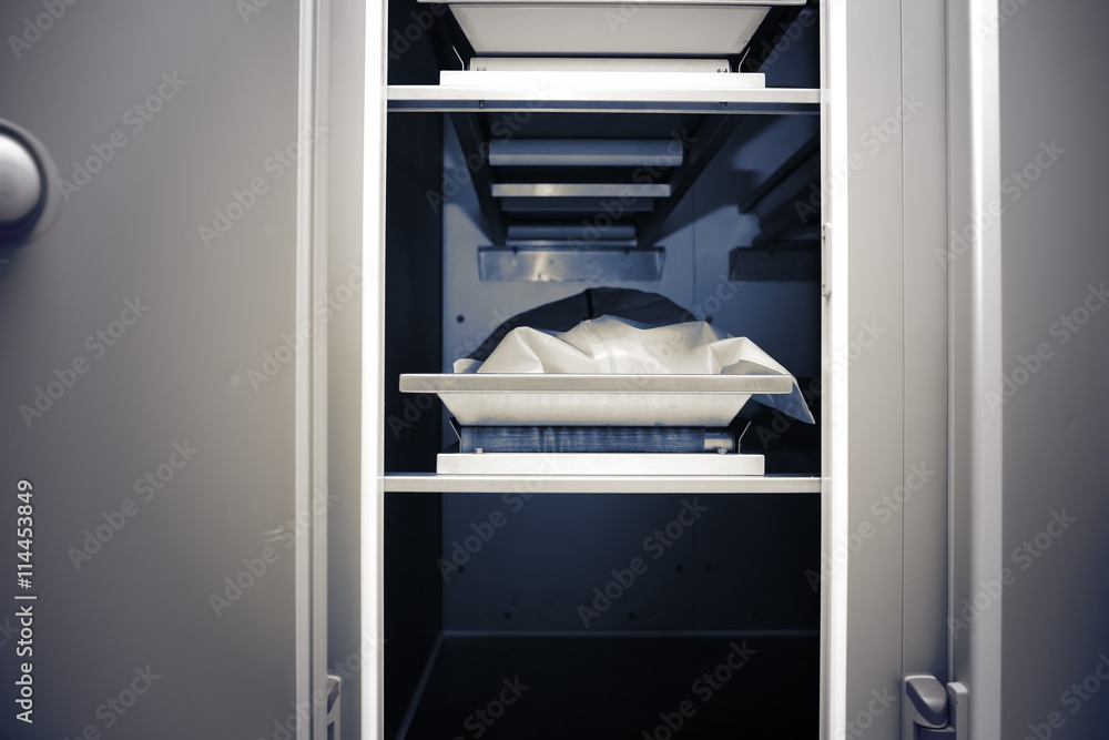 Refrigerating chamber at the morgue. Refrigerating chamber at the morgue.