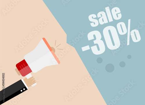 Sale promotion concept, hand holding megaphone, vector illustration © fotoscool