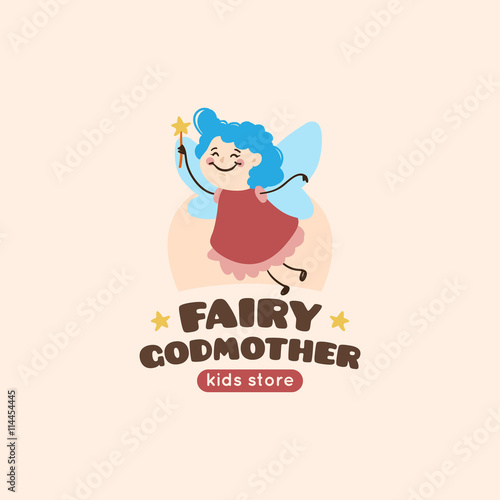 Vector cartoon fairy godmother logo