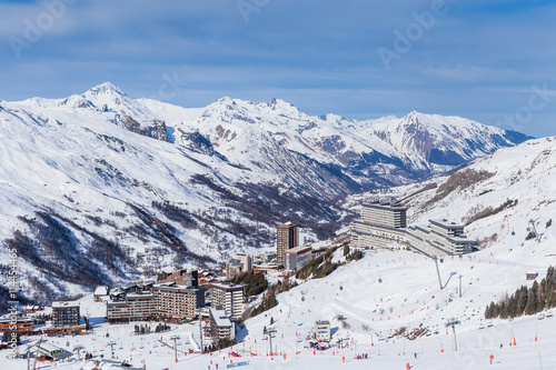 Ski resort Val Thorens. Village of Les Menuires. France