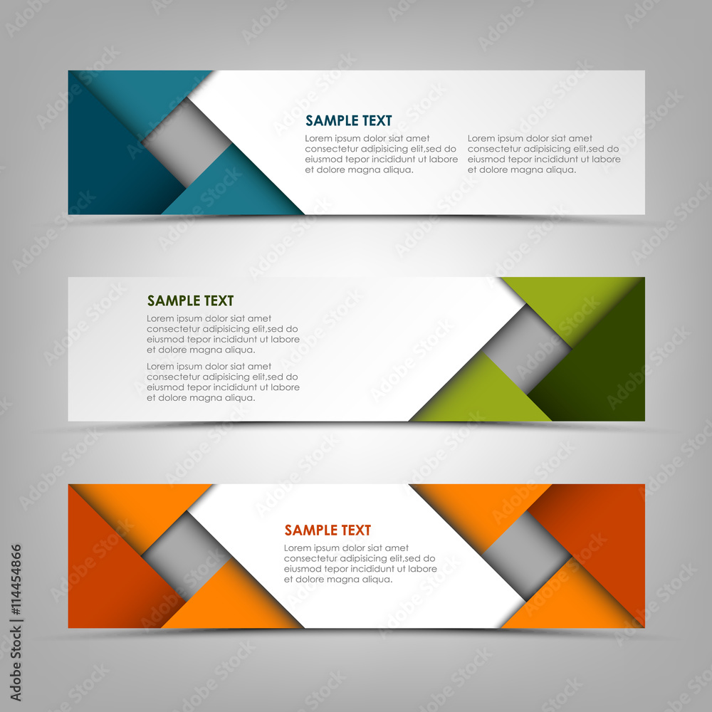Fototapeta premium Collection banners with abstract colored triangles