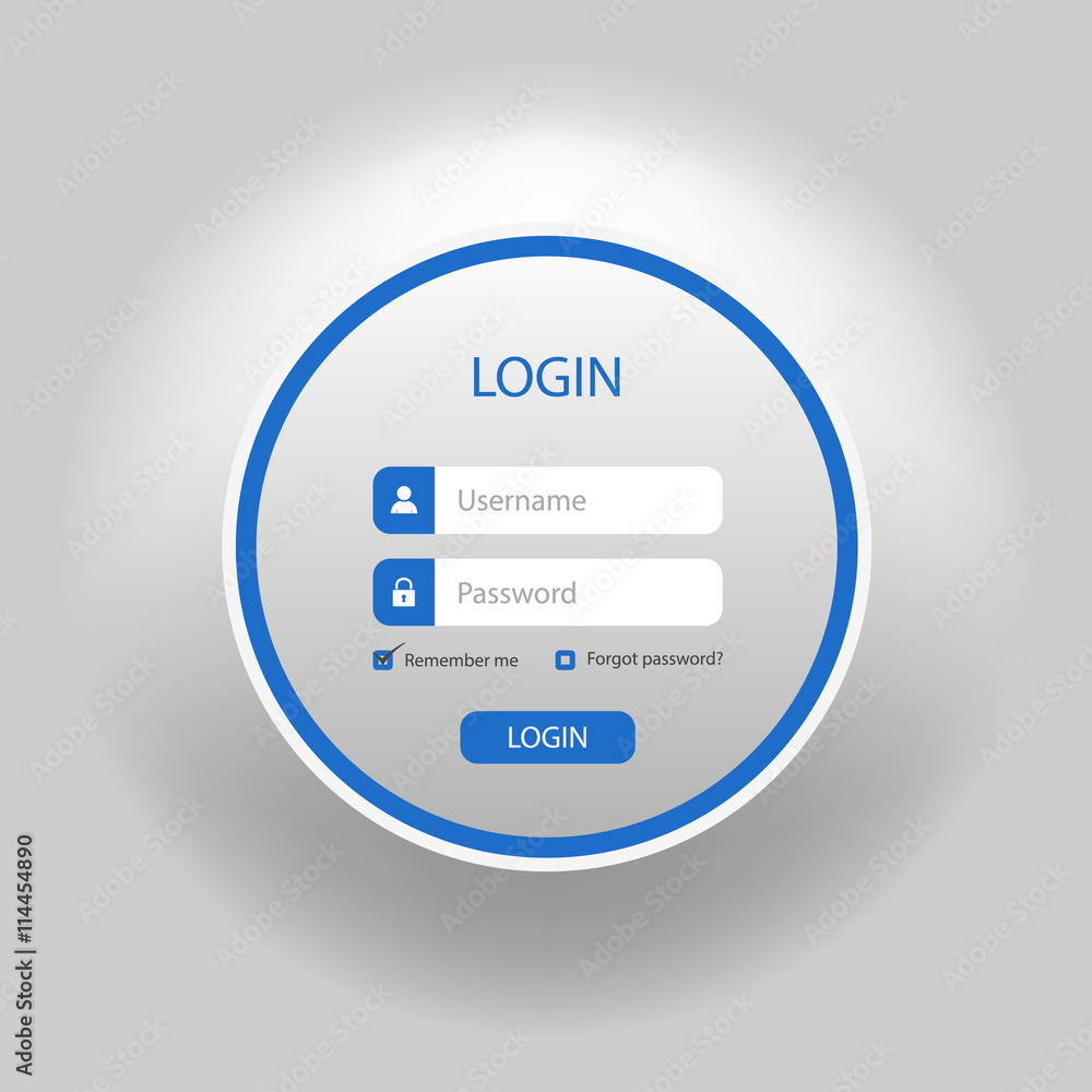 Login web blue round screen template Login web blue round screen template